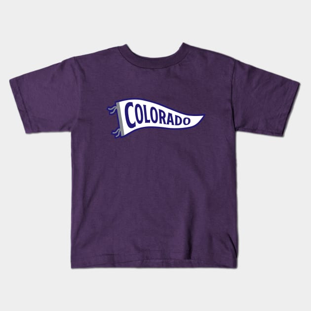 Colorado Pennant - Purple Kids T-Shirt by KFig21
